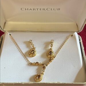 Charter Club Gold Necklace and Earring Set